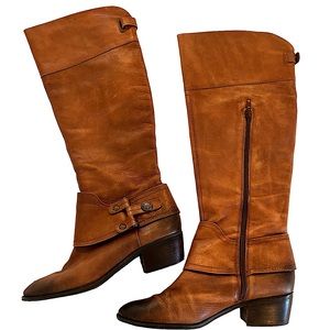 ARTURO CHIANG  Pecan Brown  Leather Belted Buckle Boots Sz 9M